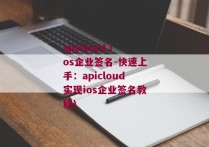 apicloud ios企业签名-快速上手：apicloud实现ios企业签名教程)