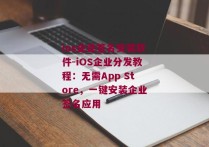 ios企业签名安装软件-iOS企业分发教程：无需App Store，一键安装企业签名应用 