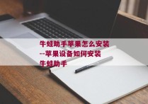 牛蛙助手苹果怎么安装--苹果设备如何安装牛蛙助手