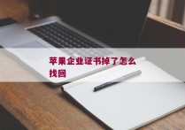 苹果企业证书掉了怎么找回