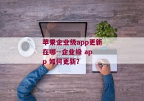 苹果企业级app更新在哪--企业级 app 如何更新？