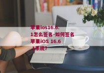 苹果ios16.6.1怎么签名-如何签名苹果iOS 16.6.1系统？ 