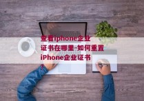 查看iphone企业证书在哪里-如何重置iPhone企业证书？