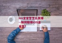 ios企业签怎么获得--如何取得iOS企业签？