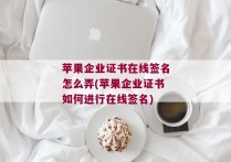 苹果企业证书在线签名怎么弄(苹果企业证书如何进行在线签名)