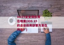 ios15企业级应用在哪里(iOS 15的企业应用部署方案在何处？)