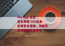 ios app 企业签名教程-iOS企业应用签名指南，详解签名流程和注意事项 