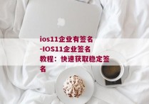 ios11企业有签名-IOS11企业签名教程：快速获取稳定签名 