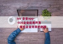 ios 企业app--iOS企业应用开发：提升企业效率的利器