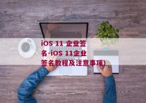 iOS 11 企业签名-iOS 11企业签名教程及注意事项)
