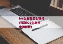 ios企业签怎么获得(获取iOS企业签：步骤解析)