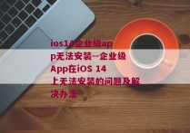 ios14企业级app无法安装--企业级App在iOS 14上无法安装的问题及解决办法