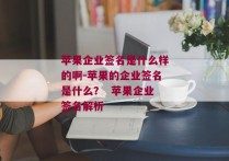 苹果企业签名是什么样的啊-苹果的企业签名是什么？  苹果企业签名解析