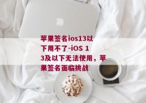 苹果签名ios13以下用不了-iOS 13及以下无法使用，苹果签名面临挑战 