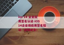 ios 14 企业应用签名认证-iOS 14企业级应用签名验证：必知必会！ 