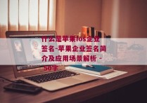 什么是苹果ios企业签名-苹果企业签名简介及应用场景解析 - 50字 