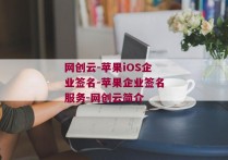 网创云-苹果iOS企业签名-苹果企业签名服务-网创云简介 