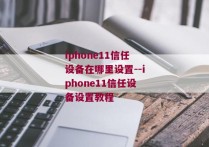 iphone11信任设备在哪里设置--iphone11信任设备设置教程