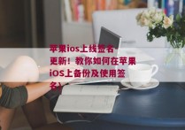 苹果ios上线签名-更新！教你如何在苹果iOS上备份及使用签名)